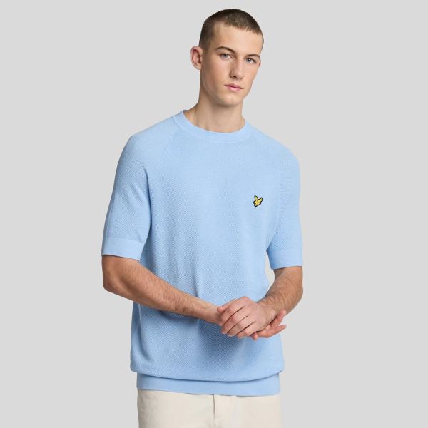 Lyle & Scott Linen Blend Knitted T-shirt Licht Blauw