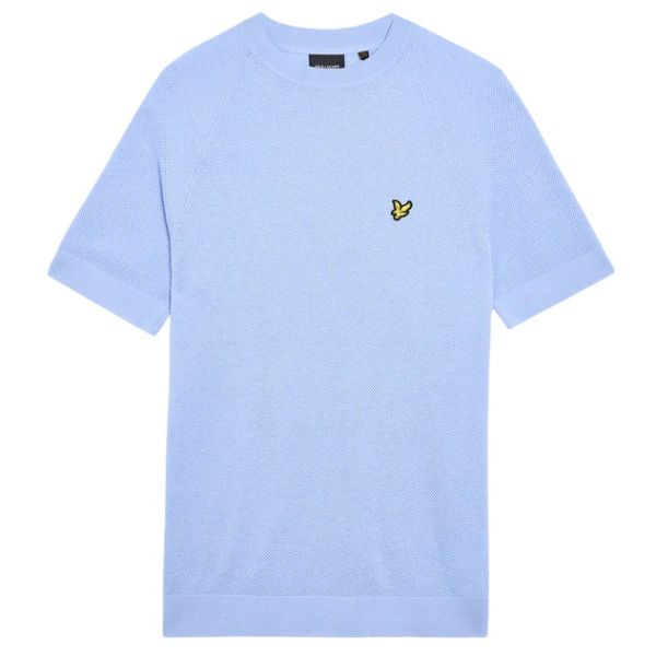 Lyle & Scott Linen Blend Knitted T-shirt Licht Blauw