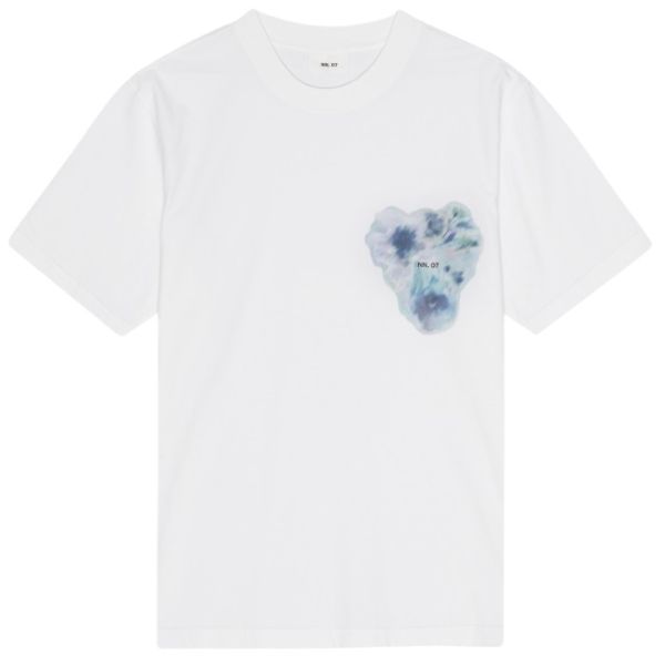 NN.07 Adam Print T-shirt Wit/Blauw