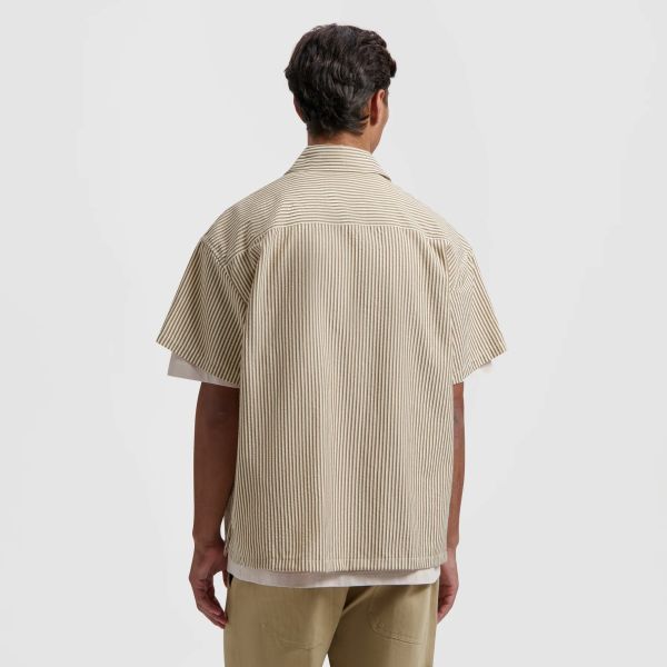 Olaf Boxy Seersucker Stripe Overhemd Beige