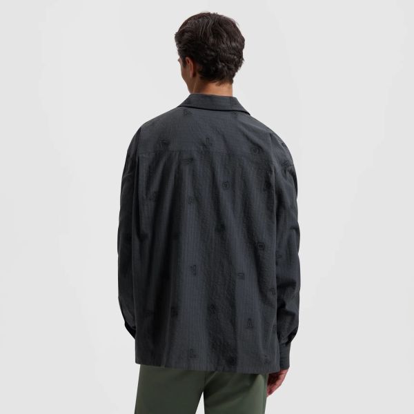 Olaf Embro Logo Stripe Overhemd Zwart