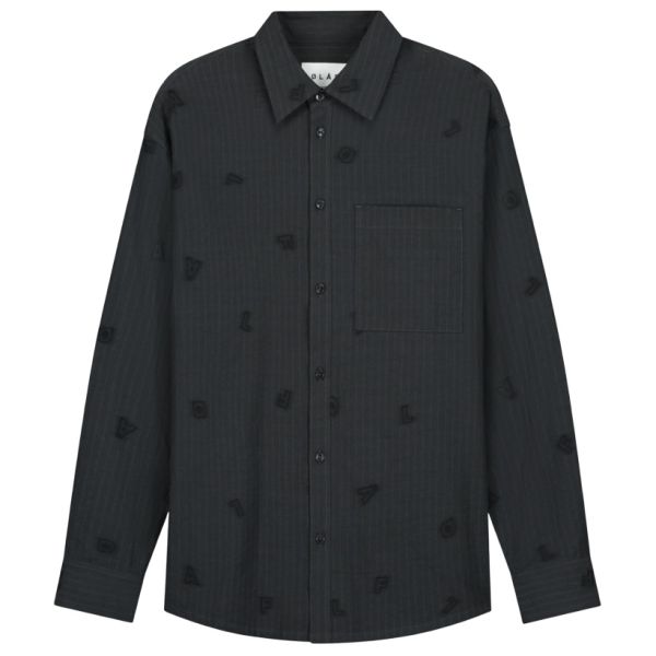 Olaf Embro Logo Stripe Overhemd Zwart