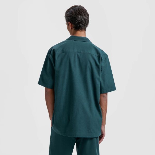 Olaf Linen Camp Overhemd Donker Groen