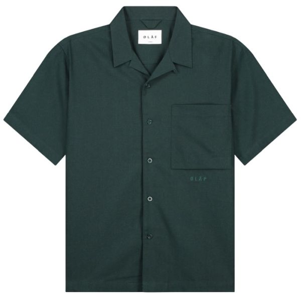 Olaf Linen Camp Overhemd Donker Groen