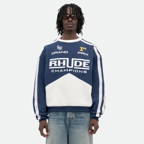 Rhude Champions Sweater Navy/Wit