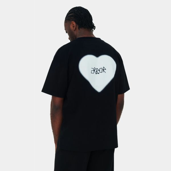 Arbor Antwerp White Faded Heart T-shirt Zwart