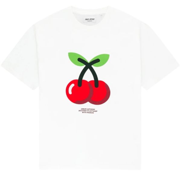 Arbor Antwerp Graphic Cherries T-shirt Wit