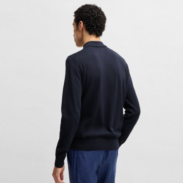 Boss Gemello Longsleeve Knit Polo Navy