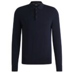 Boss Gemello Longsleeve Knit Polo Navy