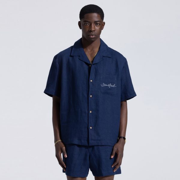 Bram's Fruit Garden Hose Linen Overhemd Navy