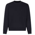 CP Company Cotton Diagonal Fleece Logo Sweater Navy