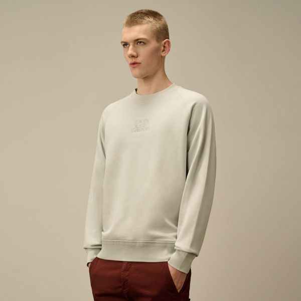 CP Company Diagonal Raised Fleece Logo Sweater Mint