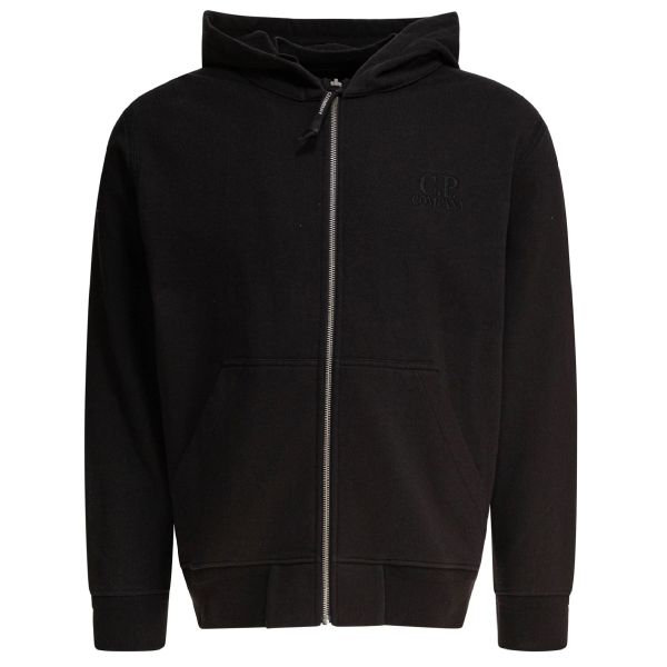 CP Company Diagonal Raised Fleece Logo Vest Zwart