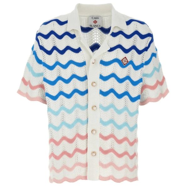 Casablanca Gradient Wave Crochet Overhemd Wit