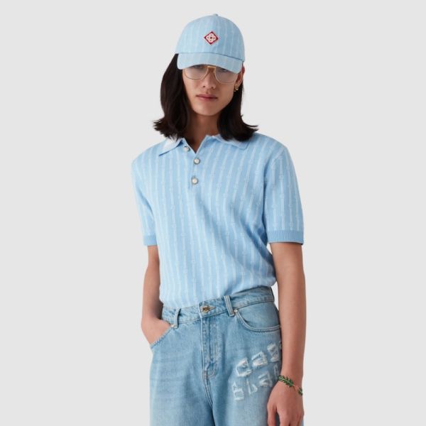 Casablanca Monogram Polo Licht Blauw