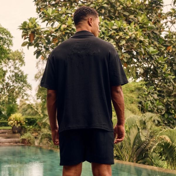 Malelions Seersucker Overhemd Zwart