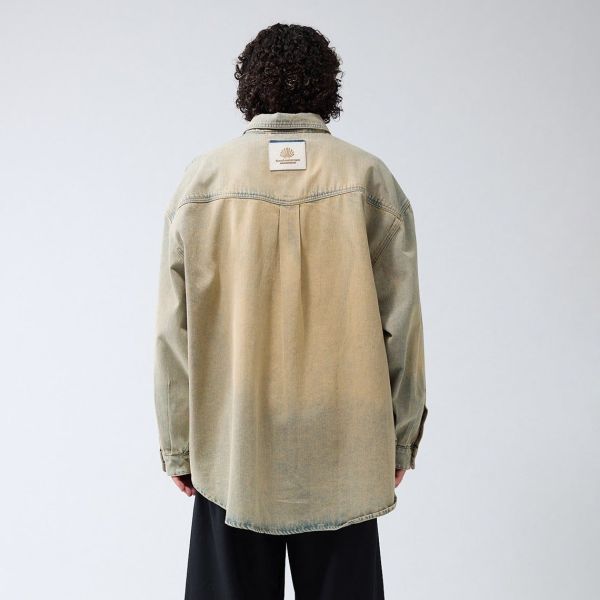 New Amsterdam Surf Association Denim Overshirt Blauw/Bruin