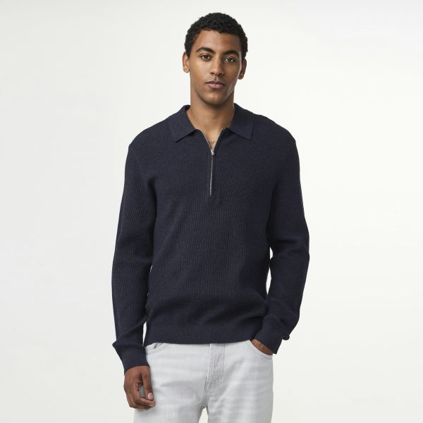 NN.07 Hansie Zip Longsleeve Polo Navy
