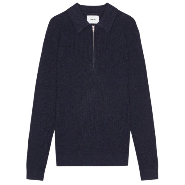 NN.07 Hansie Zip Longsleeve Polo Navy