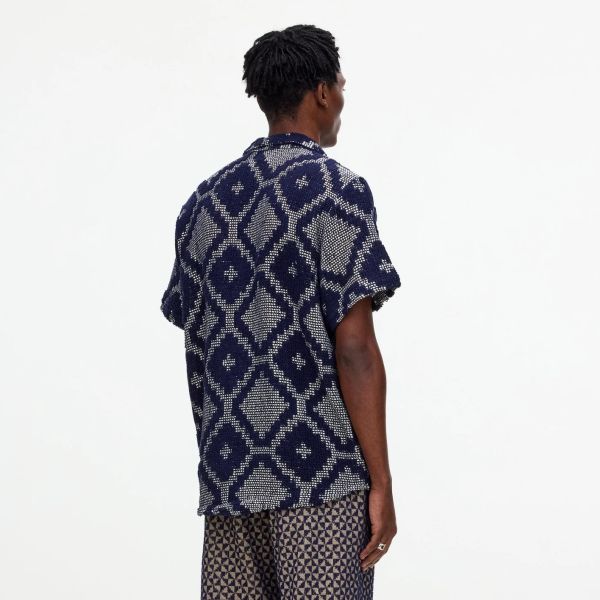 OAS Trastevere Cuba Crochet Overhemd Donker Blauw