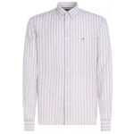 Tommy Hilfiger Linen Essential Stripe Overhemd Beige/Wit
