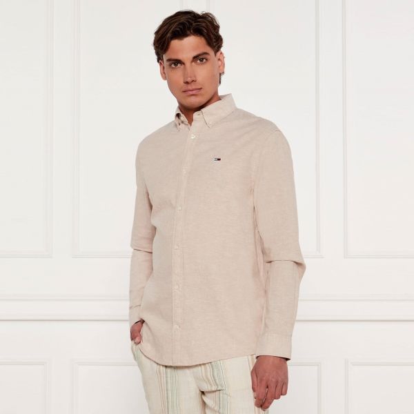 Tommy Jeans Linen Blend Overhemd Bruin