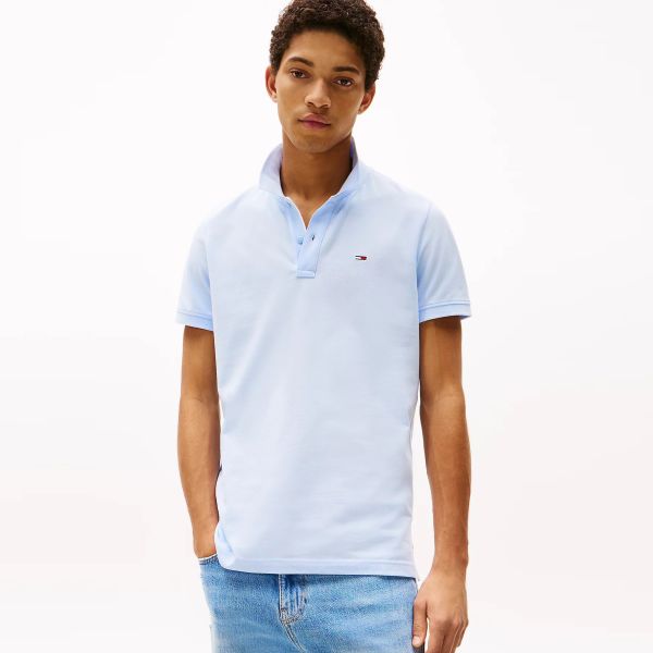 Tommy Jeans Slim Placket Polo Licht Blauw