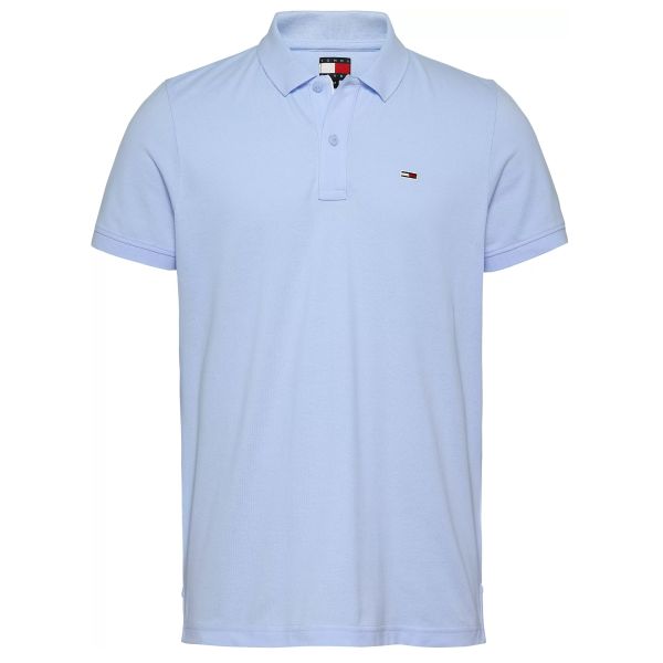 Tommy Jeans Slim Placket Polo Licht Blauw