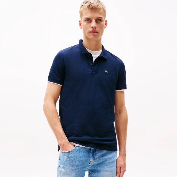 Tommy Jeans Slim Placket Polo Navy