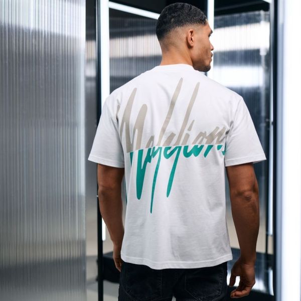 Malelions Oversized Split T-shirt Wit - Afbeelding 2