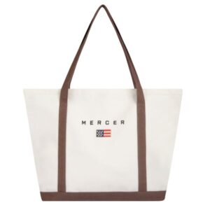 The Mercer Brand Canvas Bag Wit/Bruin